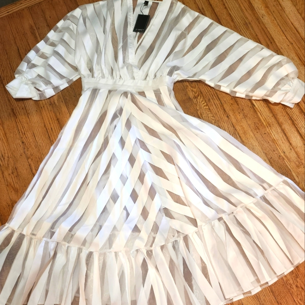 N by Nancy white on white long dress